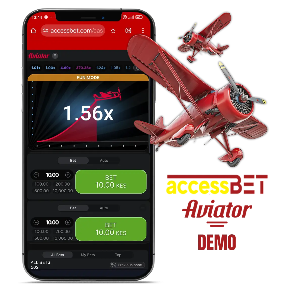 The Accessbet Aviator demo is a free version for practice purposes