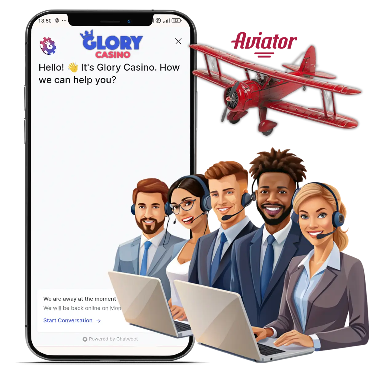 The Glory casino has several ways through which you can get help by contacting the support agents.