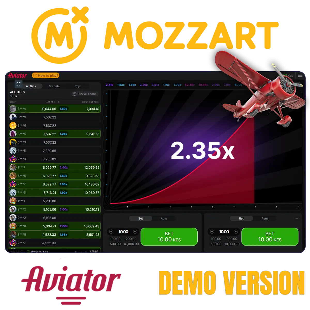 MozzartBet Aviator Demo version for its users to play for free