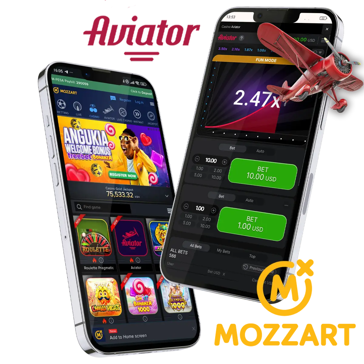 MozzartBet Casino free bets on Aviator in Kenya