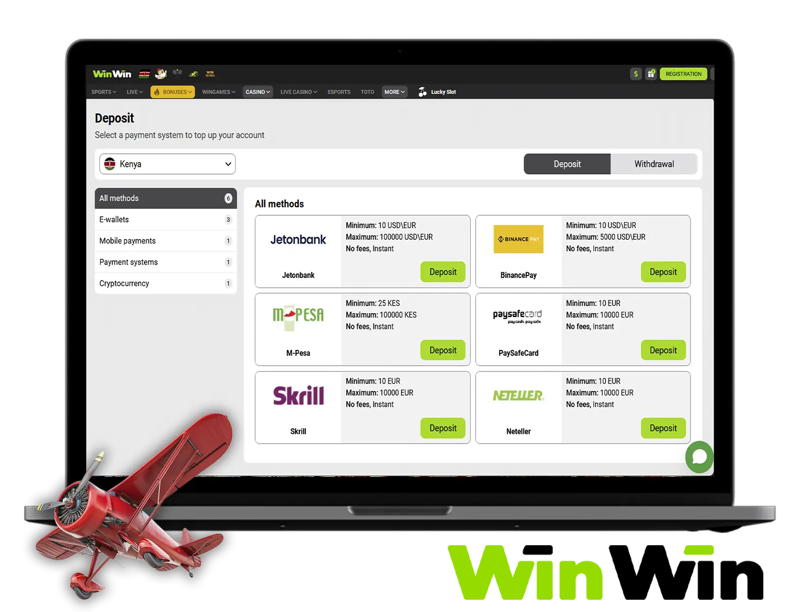 Winwin payment options for Kenyan players